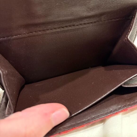 Loewe Deep Red Jacquard Anagram Cloth and Dark Brown Leather Wallet EUC - Picture 13 of 13